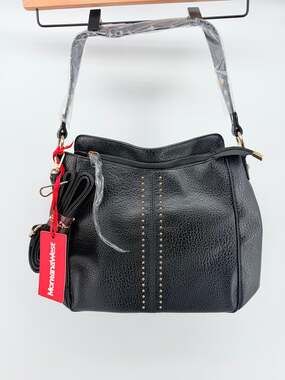 Montana West Studded Vegan Leather Shoulder Crossbody Black Purse Biker Western